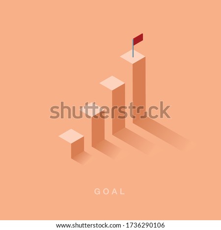Growth or increase design concept. Graph bar growing up. Success achievement or goal business motivation. Infographic elements 3d dimension isometric vector illustration