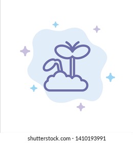 Growth, Increase, Maturity, Plant Blue Icon on Abstract Cloud Background