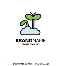 Growth, Increase, Maturity, Plant Business Logo Template. Flat Color. Vector Icon Template background