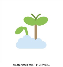 Growth, Increase, Maturity, Plant  Flat Color Icon. Vector icon banner Template