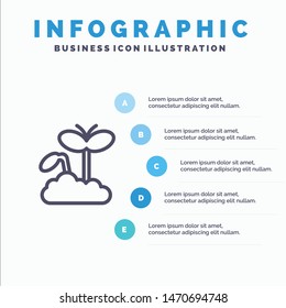 Growth, Increase, Maturity, Plant Line icon with 5 steps presentation infographics Background. Vector Icon Template background