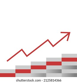 Crecimiento, aumento de la tendencia de ganancia, gráfico vectorial. Ilustración del vector