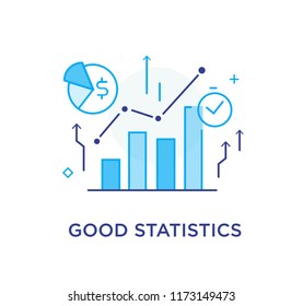 Growth indicators, diagrams. Vector eps 10. growth chart. Training Business School. Stock vector illustration in flat design. Line icon illustration