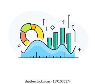 Growth indicators, diagrams. Vector eps 10. growth chart. Training Business School. Stock vector illustration in flat design. Line icon illustration