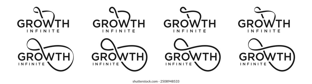 growth Infinity logo design, wordmark growth with Infinity icon combination, vector illustration