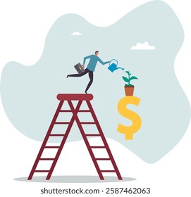 Growth investment, saving and financial prosperity, money increase or profit from growing business .business concept.flat character.