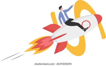 Growth or investment, wealth or earning rising up graph, business sales or profit increase concept.

