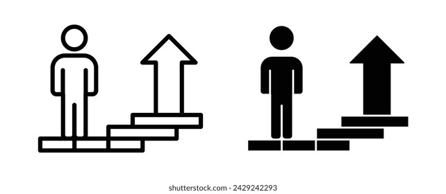 Growth Journey Line Icon. Advancement Route Icon in Outline and Solid Flat Style.