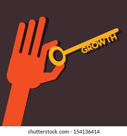 growth key in hand stock vector