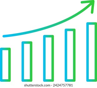 Growth key performance indicator icon with blue and green gradient outline style. business, growth, success, concept, graph, increase, progress. Vector Illustration