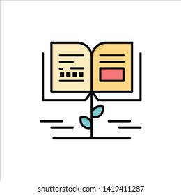 Growth, Knowledge, Growth Knowledge, Education  Flat Color Icon. Vector icon banner Template