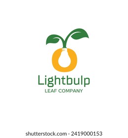 Growth Leaf With Light Bulb Negative style Logo design Inspiration