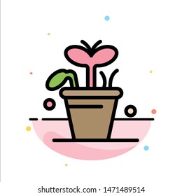 Growth, Leaf, Plant, Spring Abstract Flat Color Icon Template