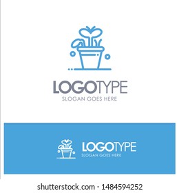 Growth, Leaf, Plant, Spring Blue outLine Logo with place for tagline. Vector Icon Template background