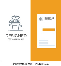 Growth, Leaf, Plant, Spring Grey Logo Design and Business Card Template