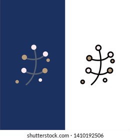 Growth, Leaf, Plant, Spring  Icons. Flat and Line Filled Icon Set Vector Blue Background