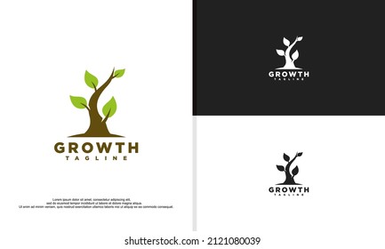 growth leaves logo design vector illustration