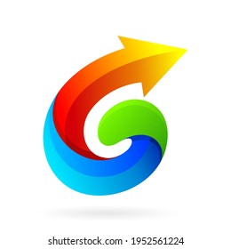 icono del vector del logotipo g de letra de crecimiento