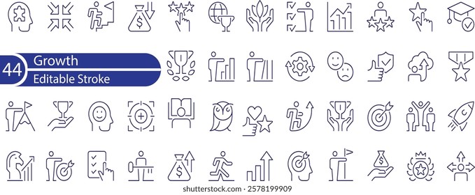 Growth Line Editable Icons set. Vector illustration in modern thin line style of progress icons , success, increase, evolution, and other.