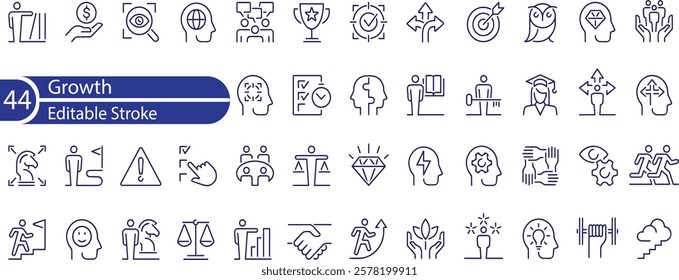 Growth Line Editable Icons set. Vector illustration in modern thin line style of progress icons , success, increase, evolution, and other.