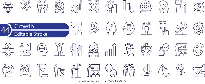 Growth Line Editable Icons set. Vector illustration in modern thin line style of progress icons , success, increase, evolution, and other.