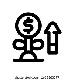 growth line icon. Clean and minimalist vector icon for websites, mobile apps, presentations, and logos. Fully scalable and customizable for any project.