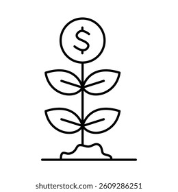Growth Line Icon. Startup, Success, Growth Editable Stroke Vector Illustration