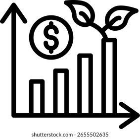Diseño de Vector de icono de línea de crecimiento