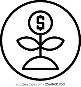 Growth Line Vector Icon Design