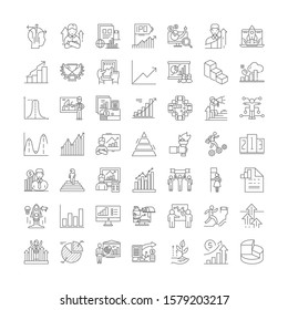 Growth linear icons, signs, symbols vector line illustration set