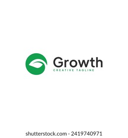 Growth logo with circle shape of letter G leaves