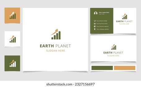 Growth logo design with editable slogan. Branding book and business card template.