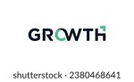 growth logo design made in a word mark style with an arrow direction icon.