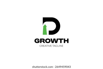 Growth logo with letter D and arrow up for your business