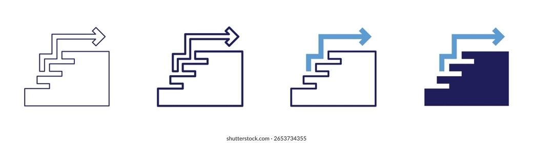 Wachstumsschleifen Symbol in 4 verschiedenen Stilen. Dünne Linie, Linie, Fette Linie, Duotone. Duotone-Stil. Bearbeitbarer Strich.