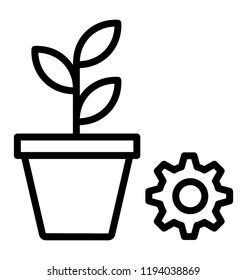 Growth management process is shown in an icon via plant growth and gear