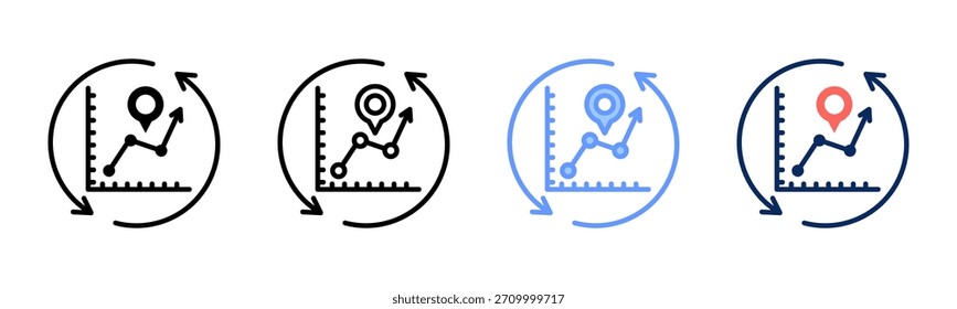 Growth Marker icon set multiple style collection