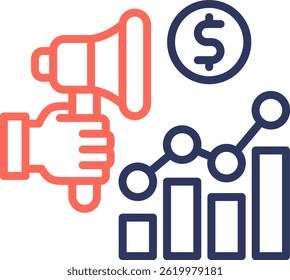 Growth Marketing Icon Line Color Vector Illustration