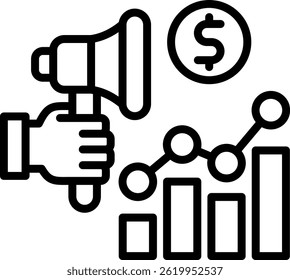 Growth Marketing Icon Line Vector Illustration