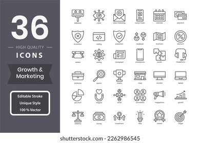 Growth Marketing icon pack for your website design, logo, app, UI. Free Vector