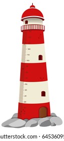 Growth mearsuring chart with lighthouse on rock illustration