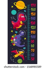growth measure with dinosaurs in space  - vector illustration, eps  