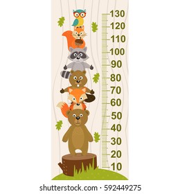 growth measure with forest animal - vector illustration, eps