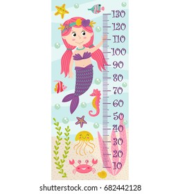 growth measure with mermaid - vector illustration, eps