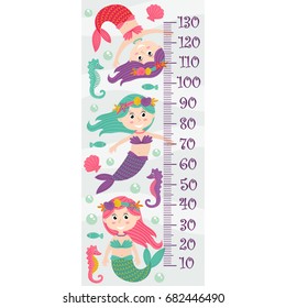 growth measure with mermaids - vector illustration, eps
