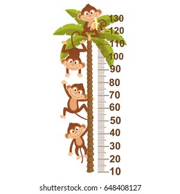 growth measure with monkey on palm  - vector illustration, eps