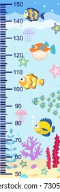 Growth measures with fish in the sea. vector illustration, scale 1: 2