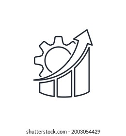 Mecanismo de crecimiento. Icono lineal vectorial aislado en fondo blanco.