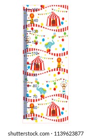Growth meter, circus, children's height measurement . Vector illustration.