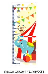 Growth meter, circus, children's height measurement . Vector illustration.
